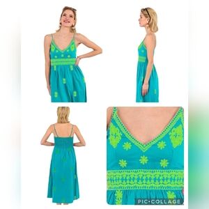 Gretchen Scott Hand Embroidered Midi Fiesta Dress Size XL